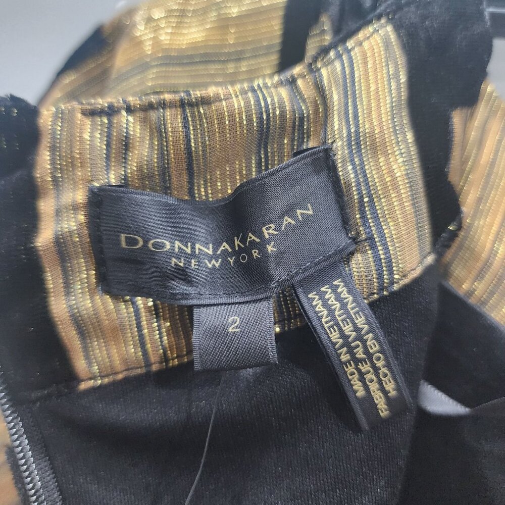 Donnakaran New York Black & Gold Geometric Short Sleeve Midi Dress Size 2 - Picture 6 of 6